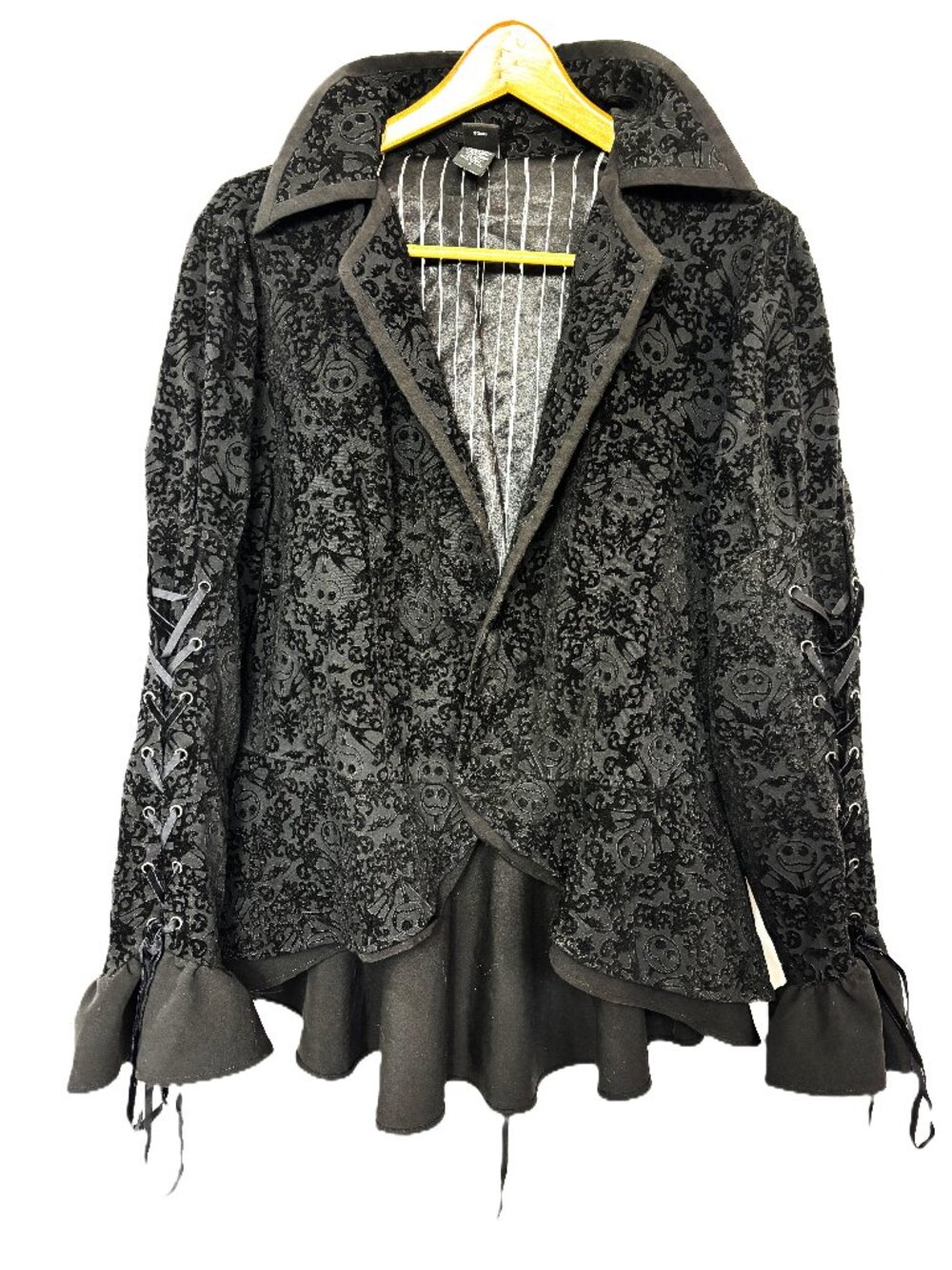 Nightmare Before Christmas Flocked Blk Velvet Burnout Corset Jacket Sz 3